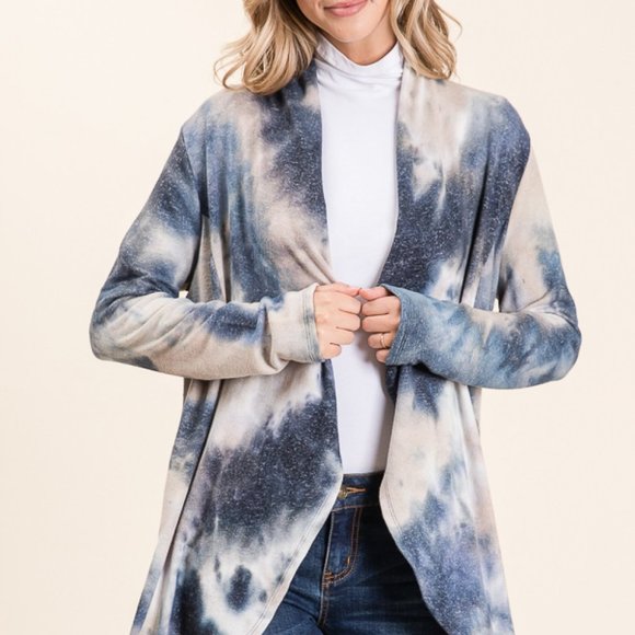 ✨TIE DYE BRUSHED HACCI LONG SLEEVE OPEN CARDIGAN - Picture 3 of 4